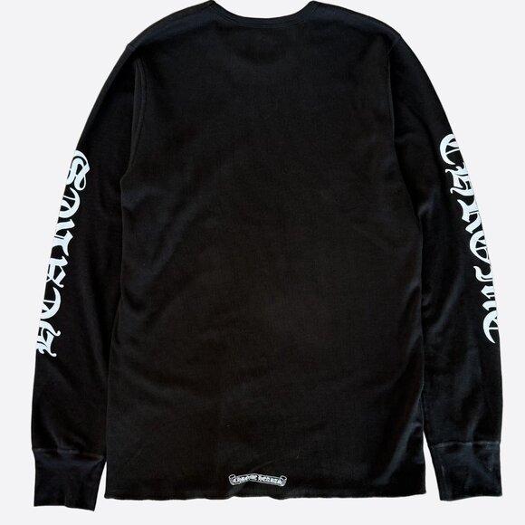 Chrome Hearts Black & White Script Logo Thermal Longsleeve T-Shirt - Picture 2 of 2